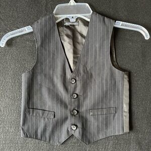 Single-Breasted Black Pinstripe Waistcoat‎ Formal Wedding Boys Youth Size 4T